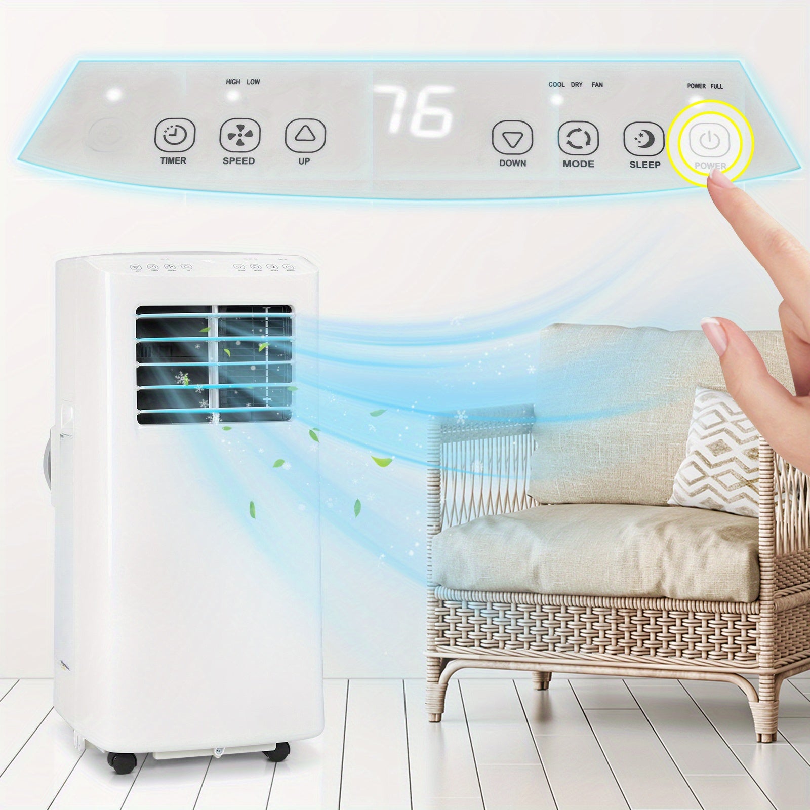 Smart 8000\u002F9000\u002F10000 BTU Portable Air Conditioner, 3-in-1 Cooler, Dehumidifier & Fan with Rolling Wheels and Mounting Kit - Indoor Mobile AC Unit, Room Cooling, Spacesaving Design, Compact Design, Sturdy Build, Highperformance Unit