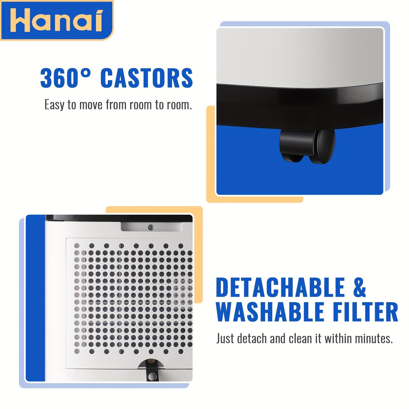 WANAI 50 Pins Dehumidifier Ideal for Bedrooms Bathrooms Basements Garages 4500 sq ft Quiet Dehumidifier High-efficiency Dehumidifier with Touch Panel, Multiple Mode Options, Universal Wheel White