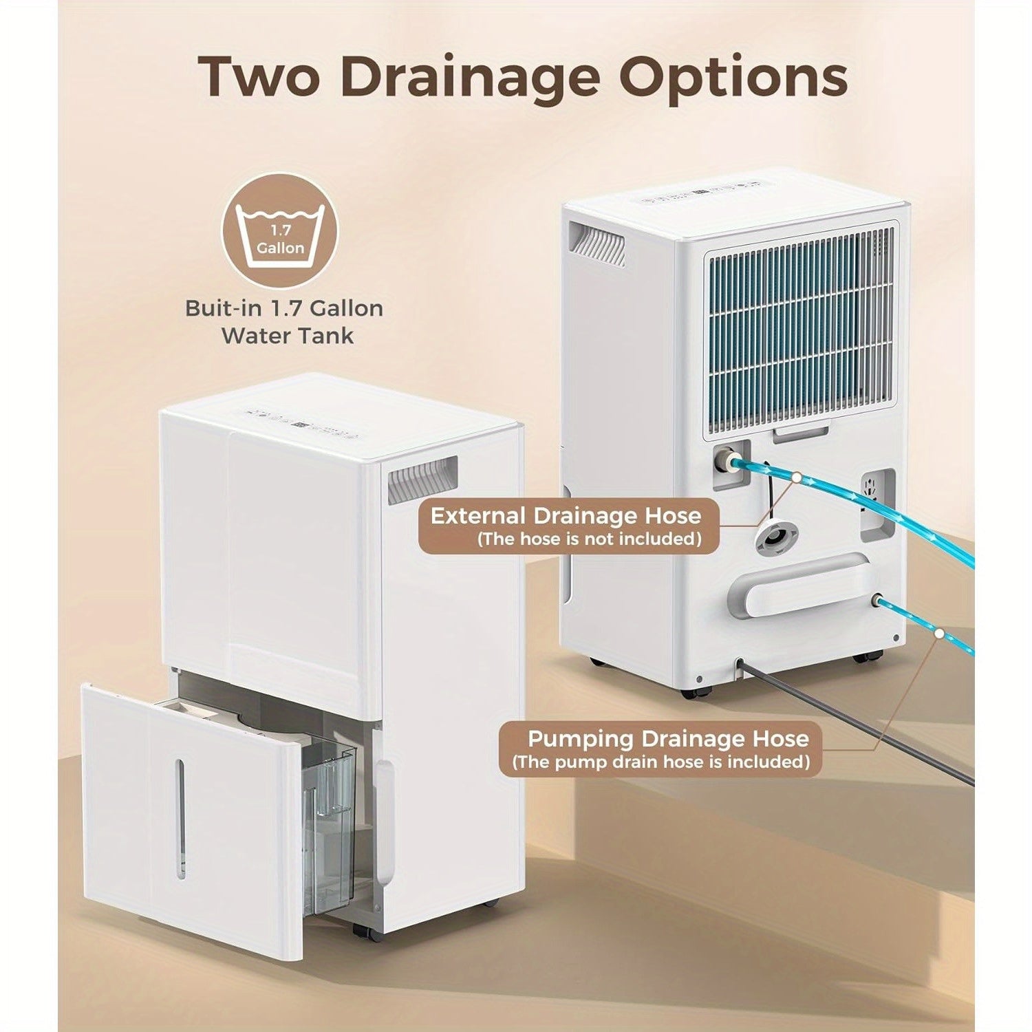 Dehumidifier Featuring Automatic Defrost, Capable of Extracting 50 to 80 Pints Per Day, Equipped with Three Colored LED Lights And a Digital Display, a 24-Hour Timer, And Three Operational Modes Suitable for Home, Basement, Or Large Spaces