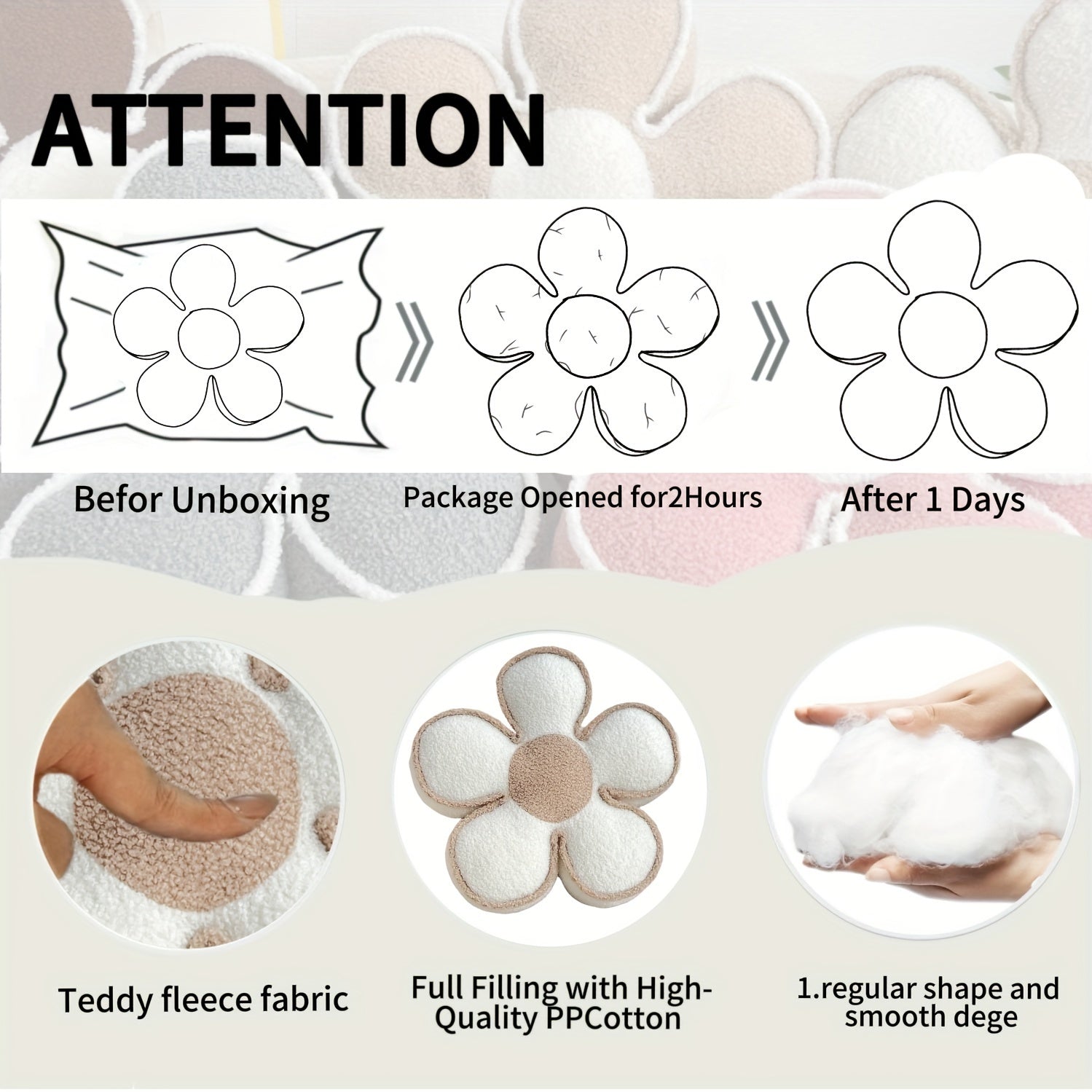 Soft Washable Polyester Chic Geometric Flower Throw Pillow - For Bed & Sofa Decor