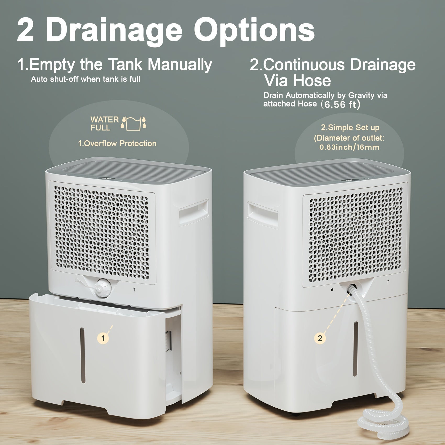 5499 Sq. Ft Large Dehumidifier for Home with Drain Hose