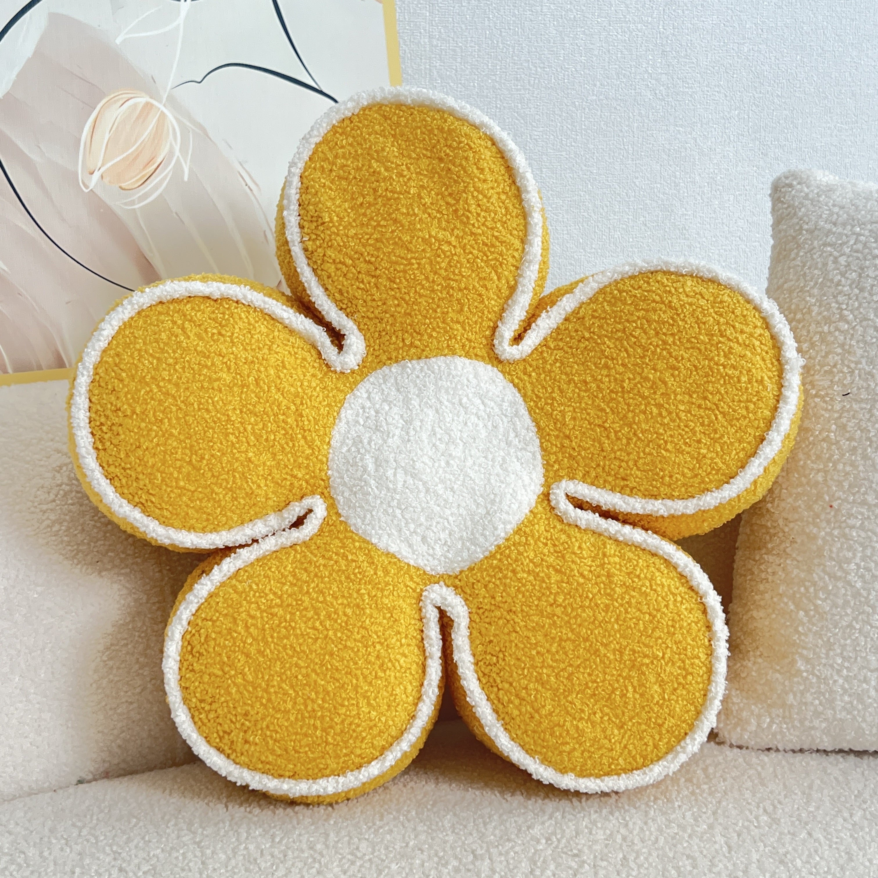 Soft Washable Polyester Chic Geometric Flower Throw Pillow - For Bed & Sofa Decor