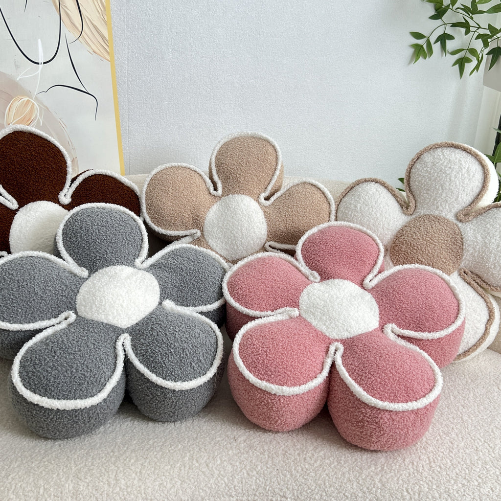 Soft Washable Polyester Chic Geometric Flower Throw Pillow - For Bed & Sofa Decor