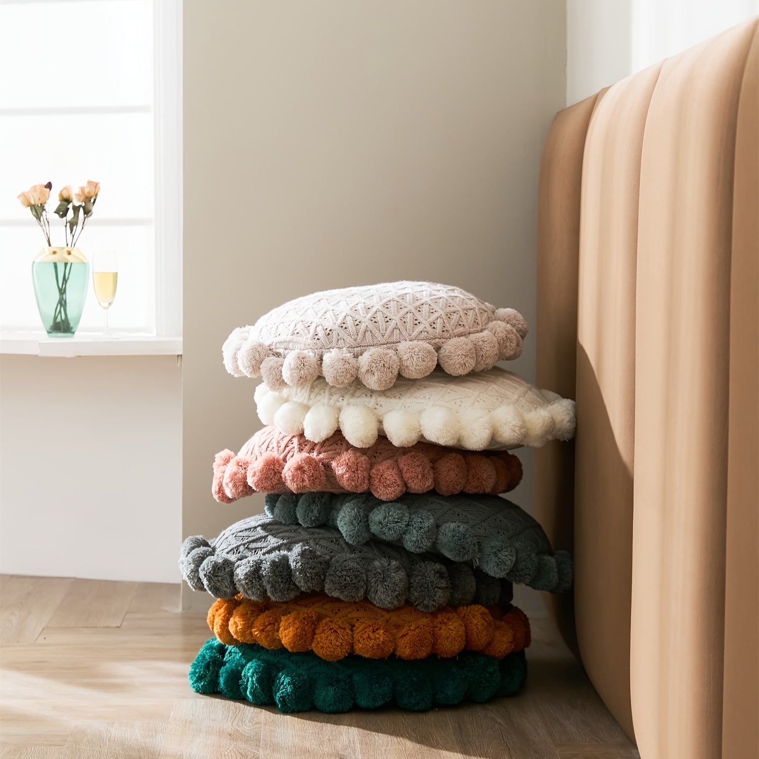 1pc Art Deco Style Handmade Ball Accent Knit Throw Pillow, Acrylic 100% Cover, Polyester 100% Filling, Zipper Closure, Machine Washable, Multipurpose Decorative Cushion for Living Room, Bedroom, Study - Space Theme, All-Season Use