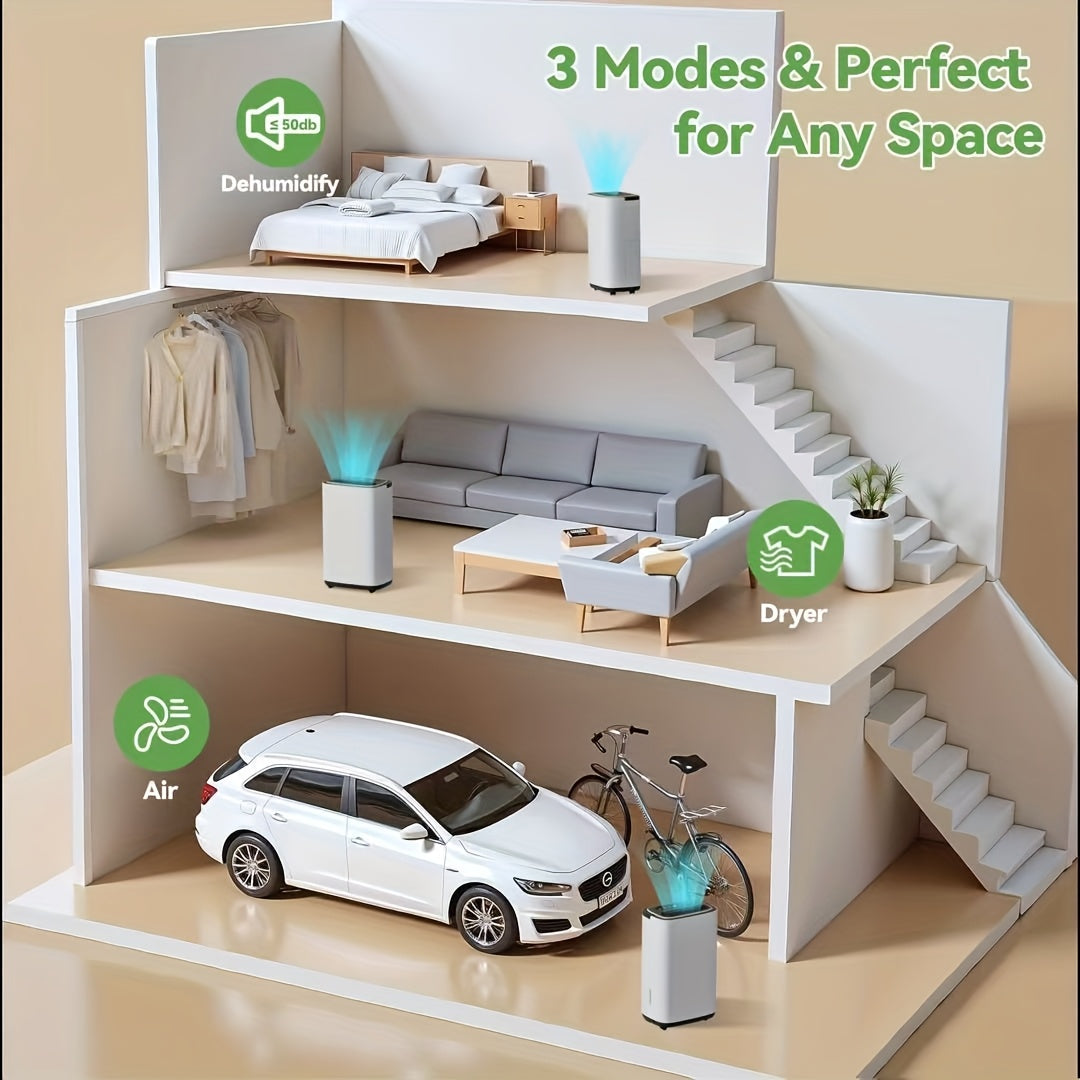 3000 Sq. Ft. Dehumidifier, 50PT\u002F24H Residential Dehumidifier with Hose, Dehumidify\u002FDry\u002FAir Delivery Mode, Humidity Display, Timer, Drain Hose
