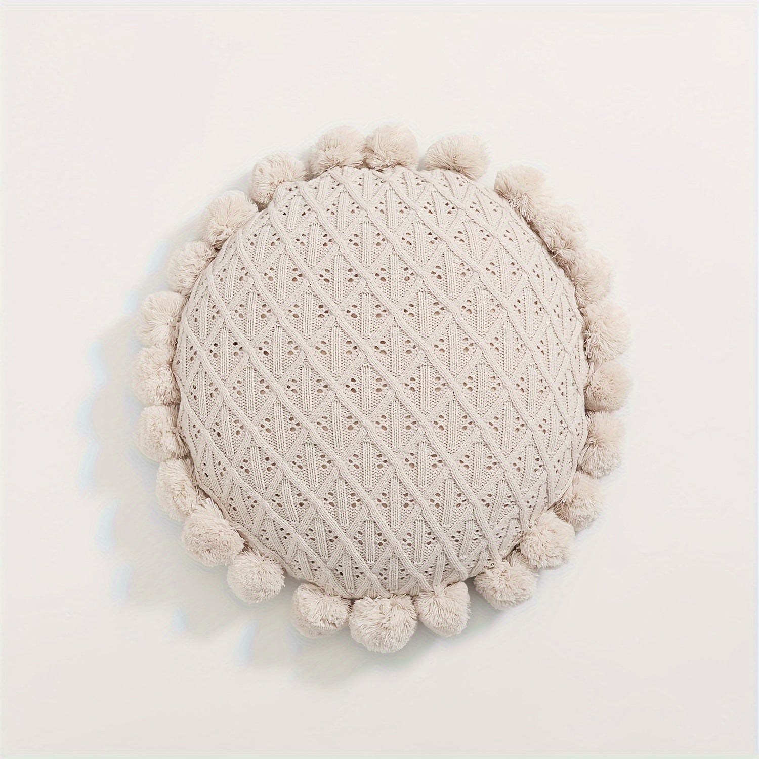 1pc Art Deco Style Handmade Ball Accent Knit Throw Pillow, Acrylic 100% Cover, Polyester 100% Filling, Zipper Closure, Machine Washable, Multipurpose Decorative Cushion for Living Room, Bedroom, Study - Space Theme, All-Season Use