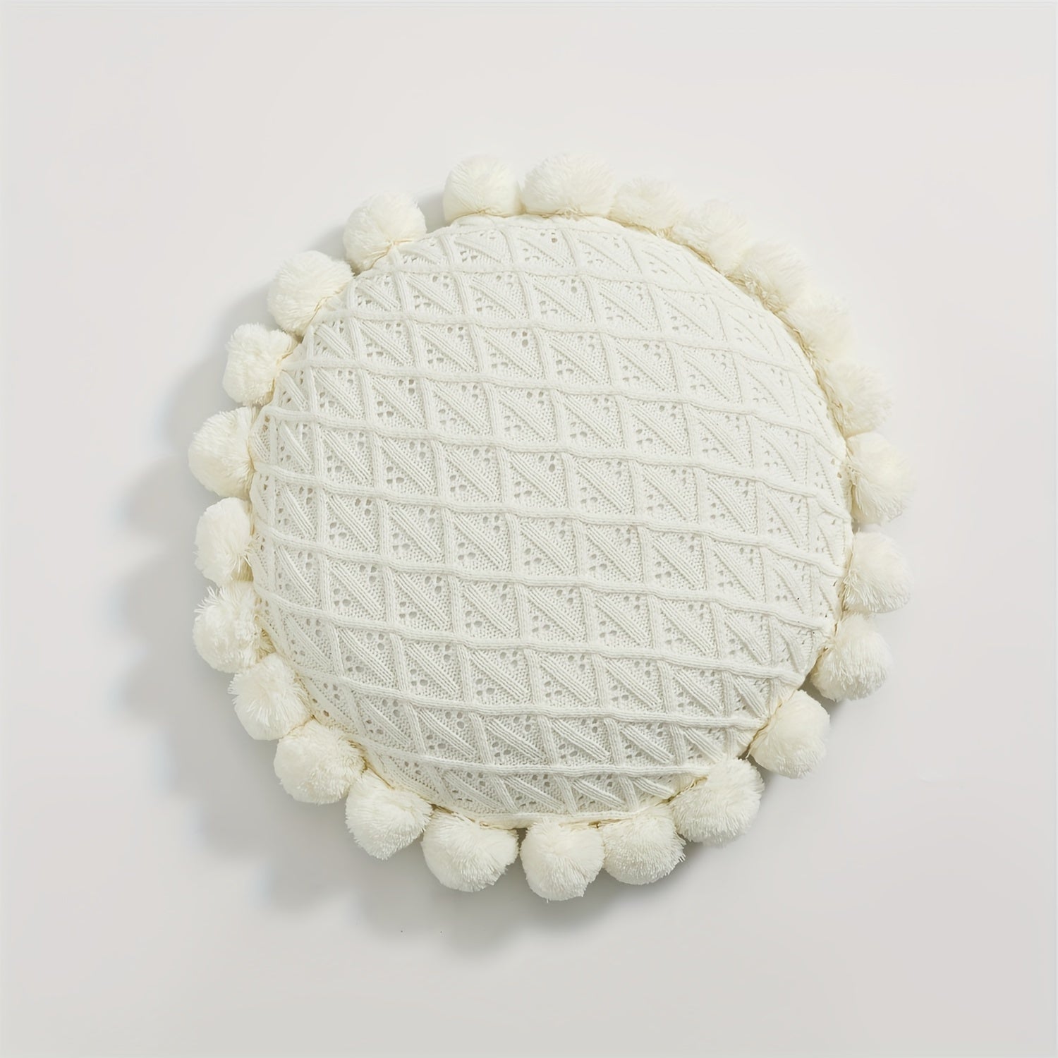 1pc Art Deco Style Handmade Ball Accent Knit Throw Pillow, Acrylic 100% Cover, Polyester 100% Filling, Zipper Closure, Machine Washable, Multipurpose Decorative Cushion for Living Room, Bedroom, Study - Space Theme, All-Season Use