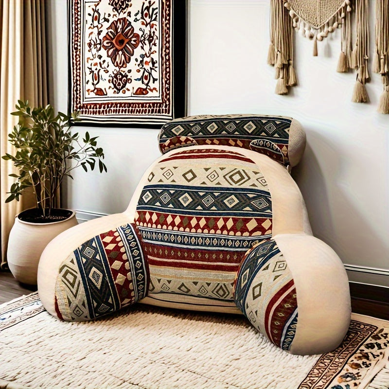 Bohemian Style, Soft Support, Comfortable for Long Sitting, Mixed Color Design, a Soft And Supportive Lumbar Pillow, Perfect for Reading in Bed Or on The Sofa, with a Cute Shape. Soft Large Back Cushion, Home Throw Pillow