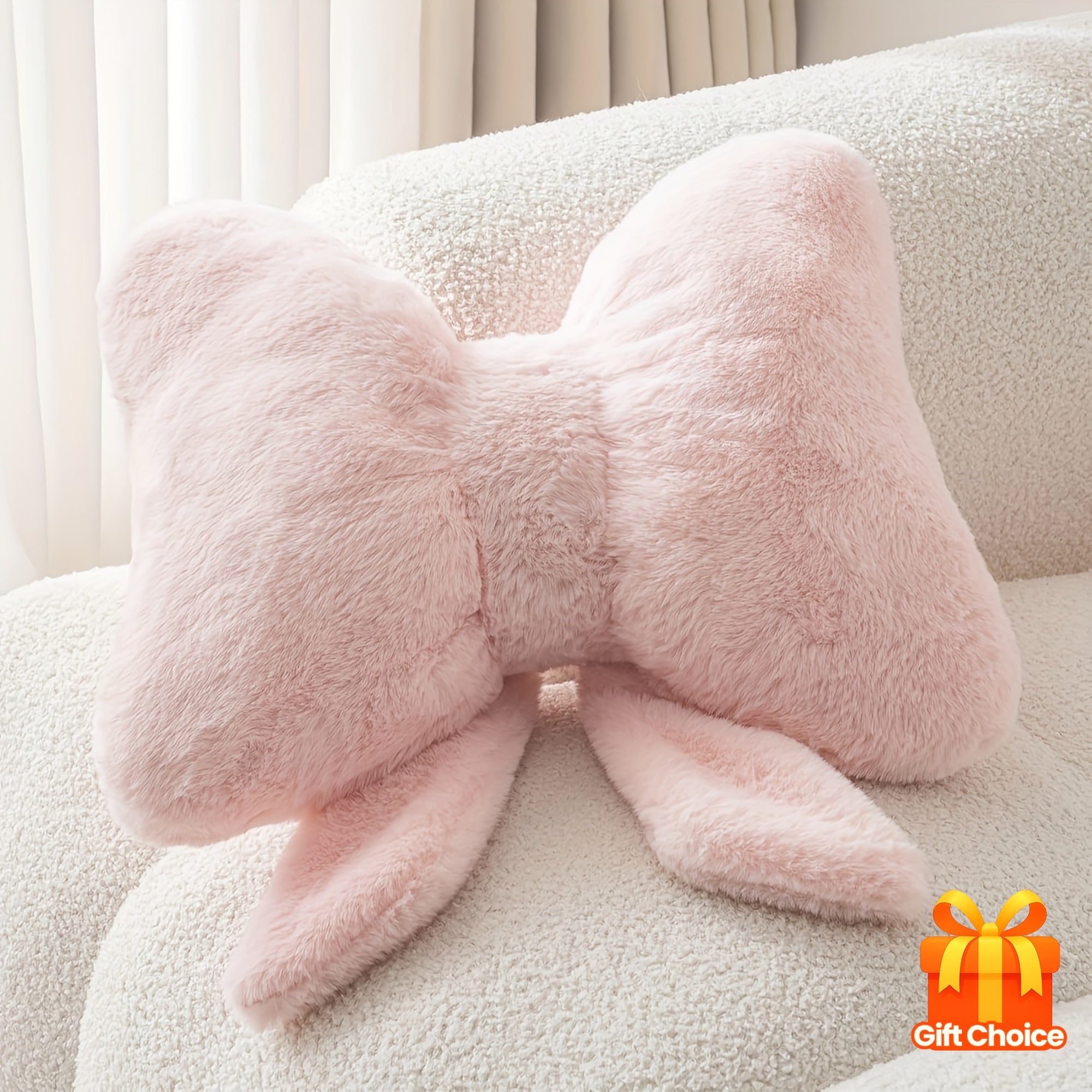 A Cute Bow Pillow - Soft, Hand Washable, Multi-Color Options Pink White and Black Perfect for Bedroom & Sofa Decorations Ideal Gift | Room Décor|Decoration Throw pillow Halloween Easter Christmas
