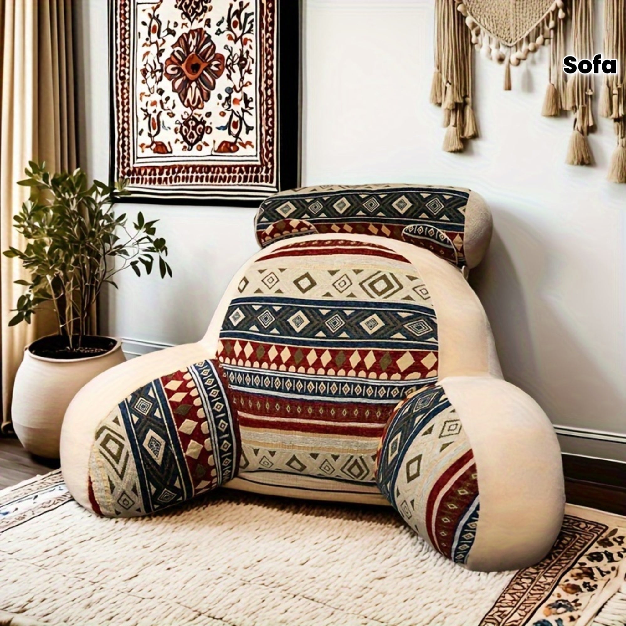 Bohemian Style, Soft Support, Comfortable for Long Sitting, Mixed Color Design, a Soft And Supportive Lumbar Pillow, Perfect for Reading in Bed Or on The Sofa, with a Cute Shape. Soft Large Back Cushion, Home Throw Pillow