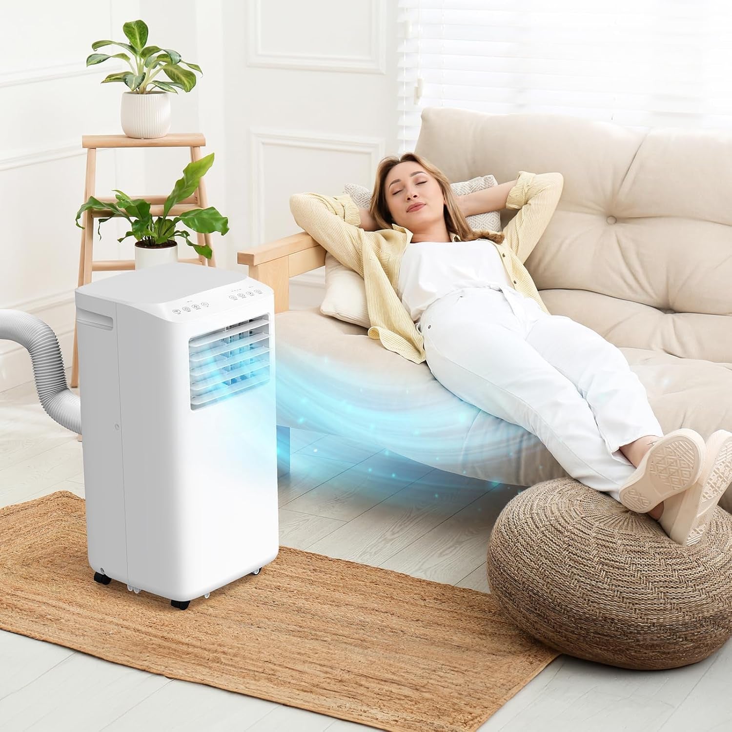 Smart 8000\u002F9000\u002F10000 BTU Portable Air Conditioner, 3-in-1 Cooler, Dehumidifier & Fan with Rolling Wheels and Mounting Kit - Indoor Mobile AC Unit, Room Cooling, Spacesaving Design, Compact Design, Sturdy Build, Highperformance Unit