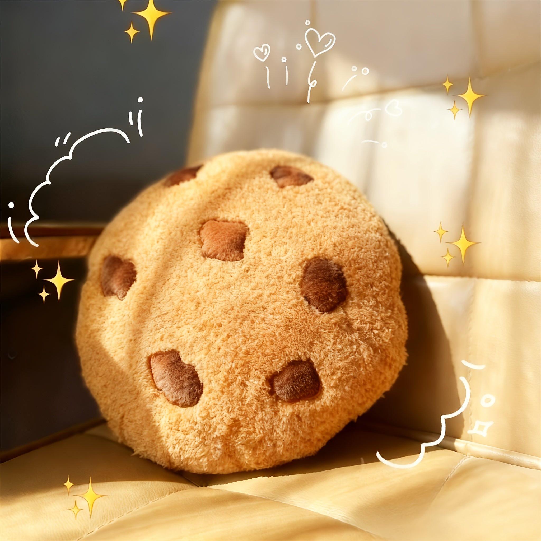Cookie-Shaped Pillow • Decorative Irregular Patterns Placed Randomly • Suitable for Chairs, Bedrooms, Or As a Nap Cushion
