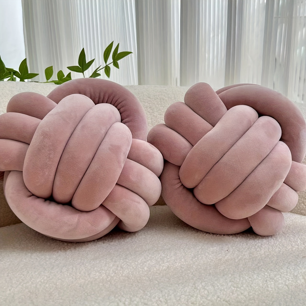 2pcs Round Knotted Throw Pillows - Plush Geometric Pattern Relax Cushions, Machine Washable Soft Decorative Pillows for Bed Sofa Bedroom Decor, All-Season Home Accents, Pillows for Couch, Minimalist Style, Seamless Stitching