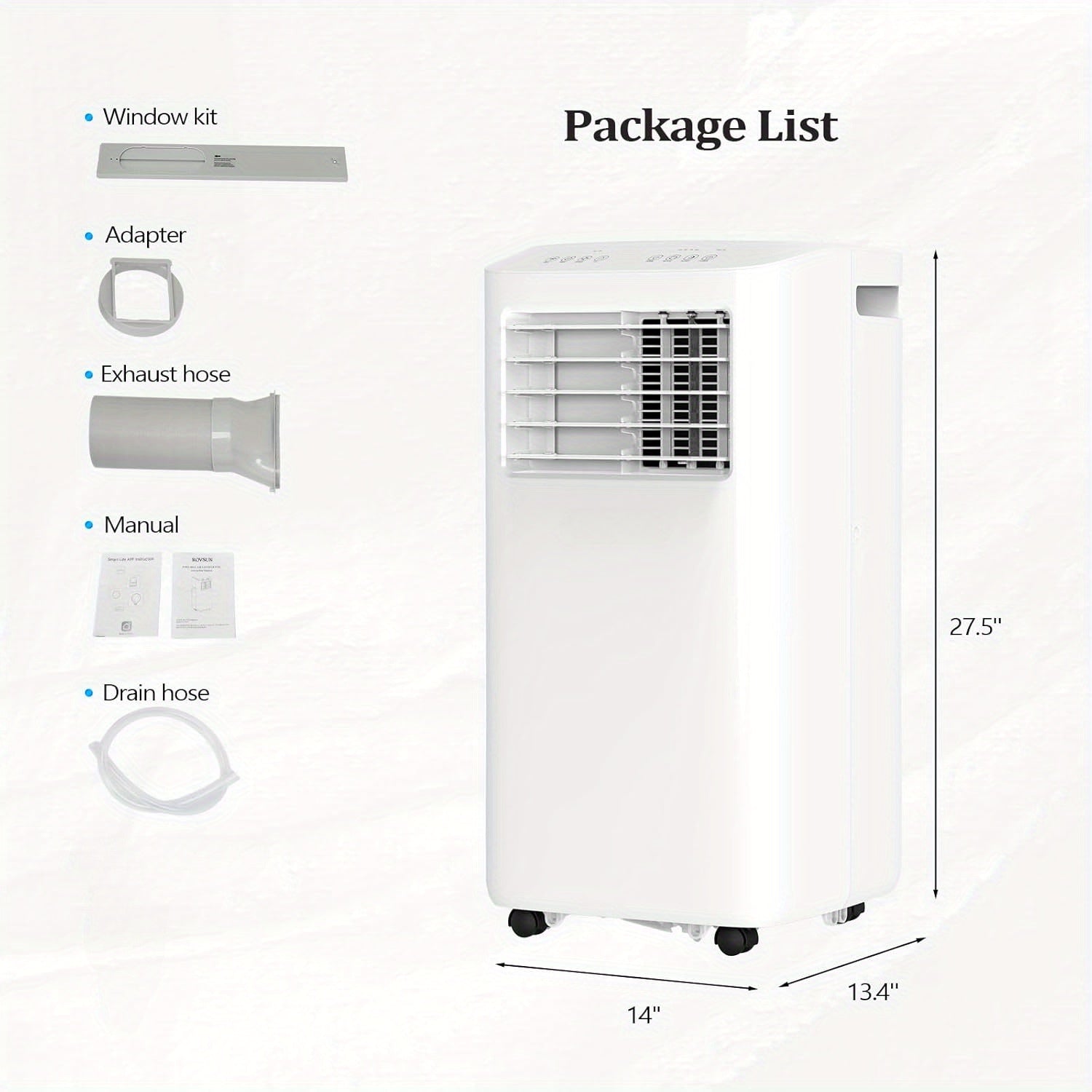 Smart 8000\u002F9000\u002F10000 BTU Portable Air Conditioner, 3-in-1 Cooler, Dehumidifier & Fan with Rolling Wheels and Mounting Kit - Indoor Mobile AC Unit, Room Cooling, Spacesaving Design, Compact Design, Sturdy Build, Highperformance Unit