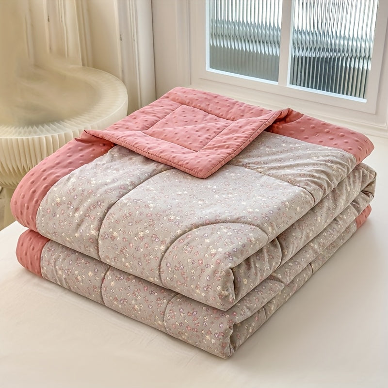Lightweight Floral Blanket Cooling Dot Summer Quilt, Lightweight Blanket with Floral Prints, Made of High-Quality Polyester Fabric And Ultra-Fine Fiber Filling, Suitable for Bedrooms, Hotels, Guest Rooms, And More