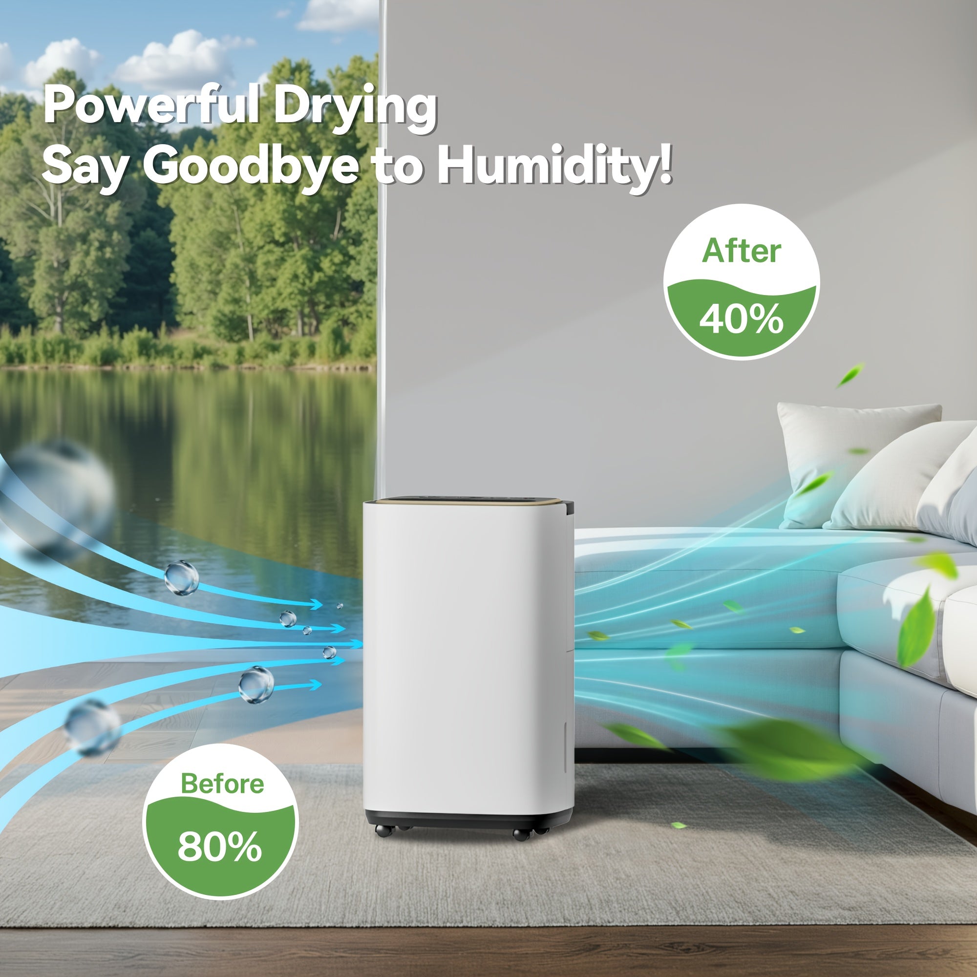 3000 Sq. Ft. Dehumidifier, 50PT\u002F24H Residential Dehumidifier with Hose, Dehumidify\u002FDry\u002FAir Delivery Mode, Humidity Display, Timer, Drain Hose