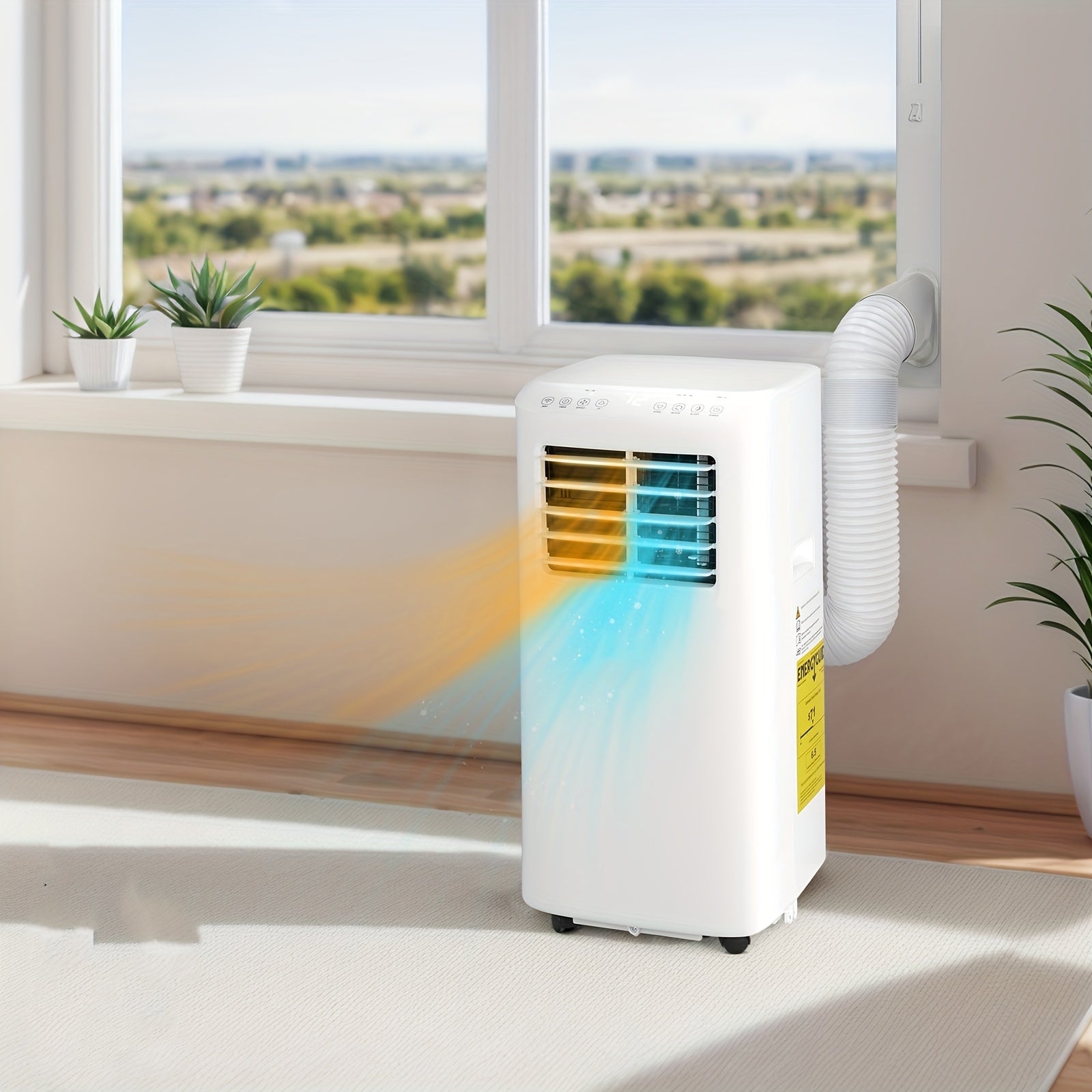 Smart 8000\u002F9000\u002F10000 BTU Portable Air Conditioner, 3-in-1 Cooler, Dehumidifier & Fan with Rolling Wheels and Mounting Kit - Indoor Mobile AC Unit, Room Cooling, Spacesaving Design, Compact Design, Sturdy Build, Highperformance Unit